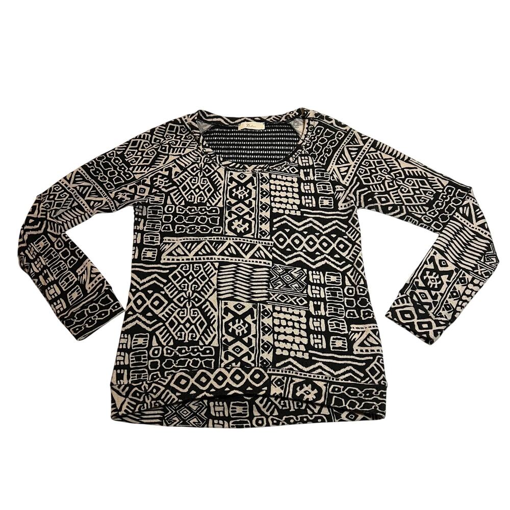 Nabee Tribal Print Open Knit Back Top Size Small Edgy Punk 90s Y2K Casual